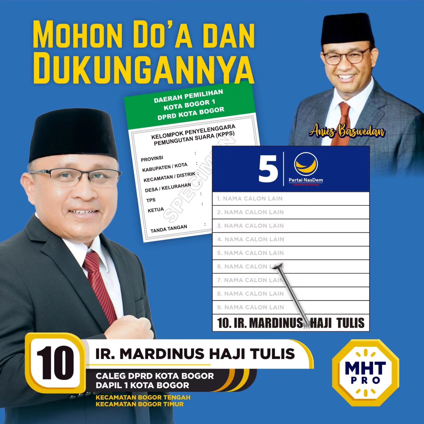 Mardinus Haji Tulis Calon Anggota DPRD Kota Bogor dari Partai NASDEM